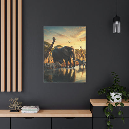 Safari Elephant Gathering at Waterhole Wall Art & Canvas Prints