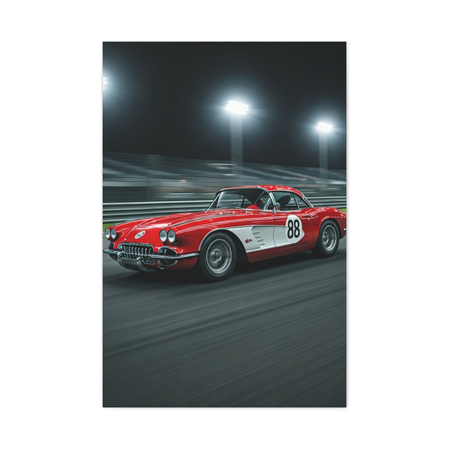 1962 Chevrolet Corvette C1 Night Circuit Racer Wall Art & Canvas Prints