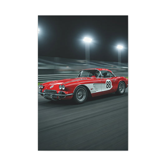 1962 Chevrolet Corvette C1 Night Circuit Racer Wall Art & Canvas Prints