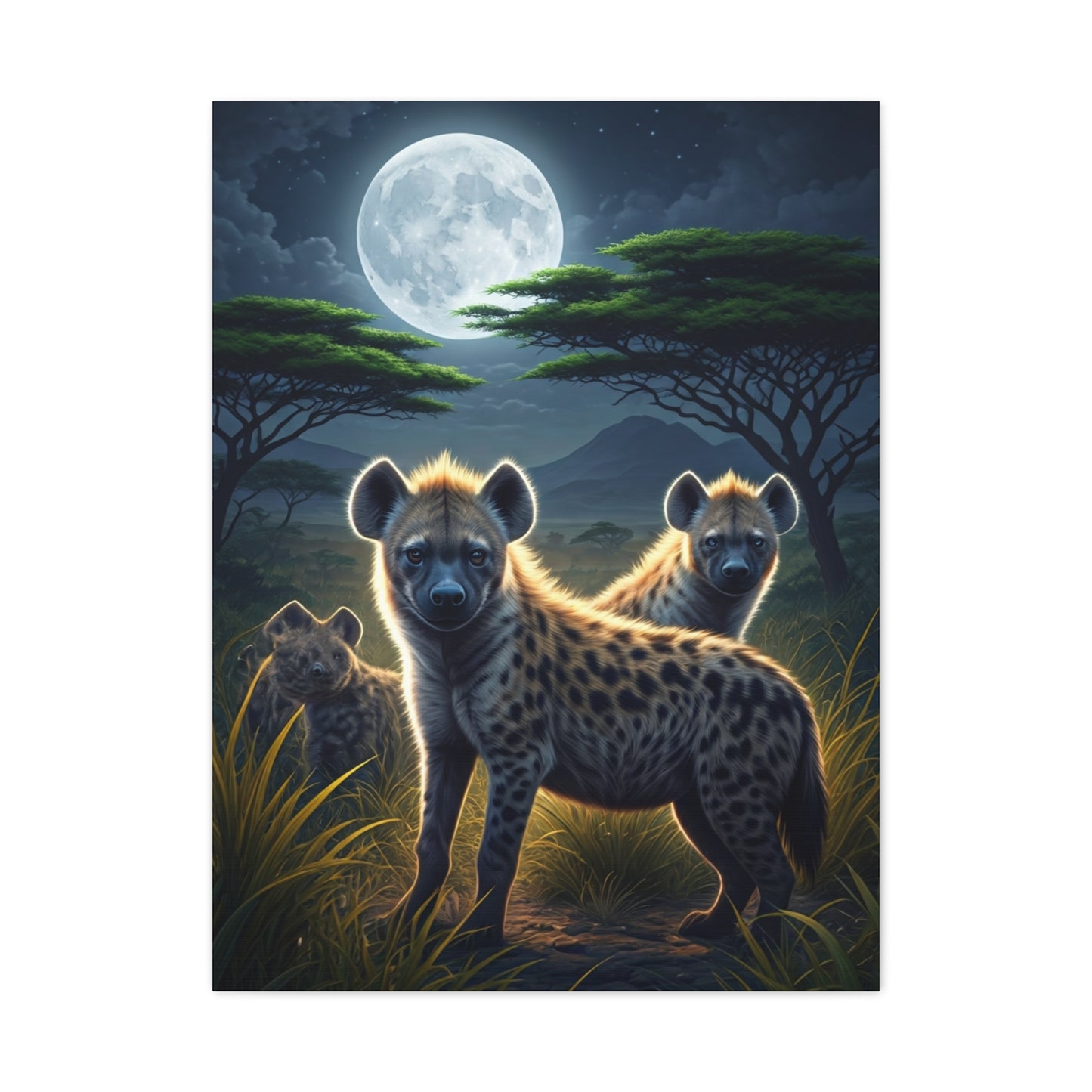Moonlit Hyena Guardians Wall Art & Canvas Prints