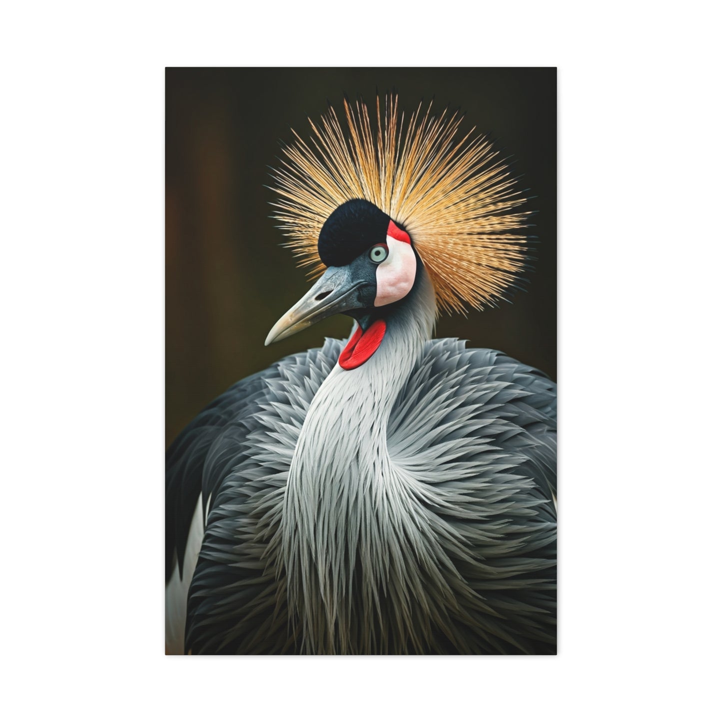 Regal Crowned Crane Portrait Wall Art & Canvas Prints