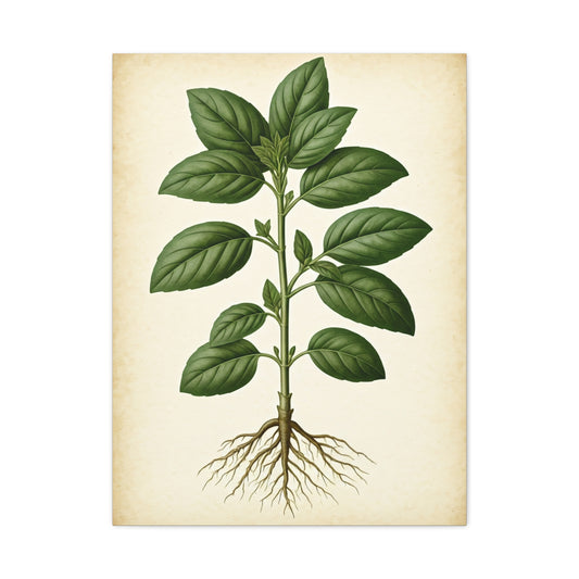 Basil Plant Herbal Illustration Wall Art & Canvas Prints