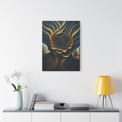 Golden Midnight Spiral Bloom Wall Art & Canvas Prints