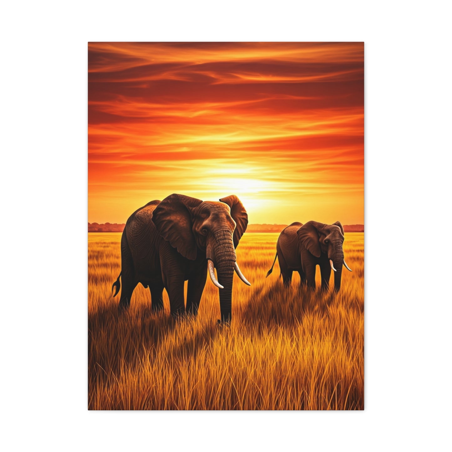 Elephant Herd at Sunset Plains Wall Art & Canvas Prints