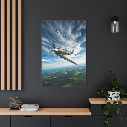 Vintage Warbird Flight Over Open Fields Wall Art & Canvas Prints