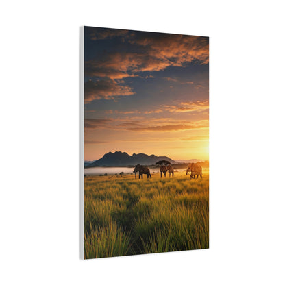 Golden Savanna Elephant Journey Wall Art & Canvas Prints