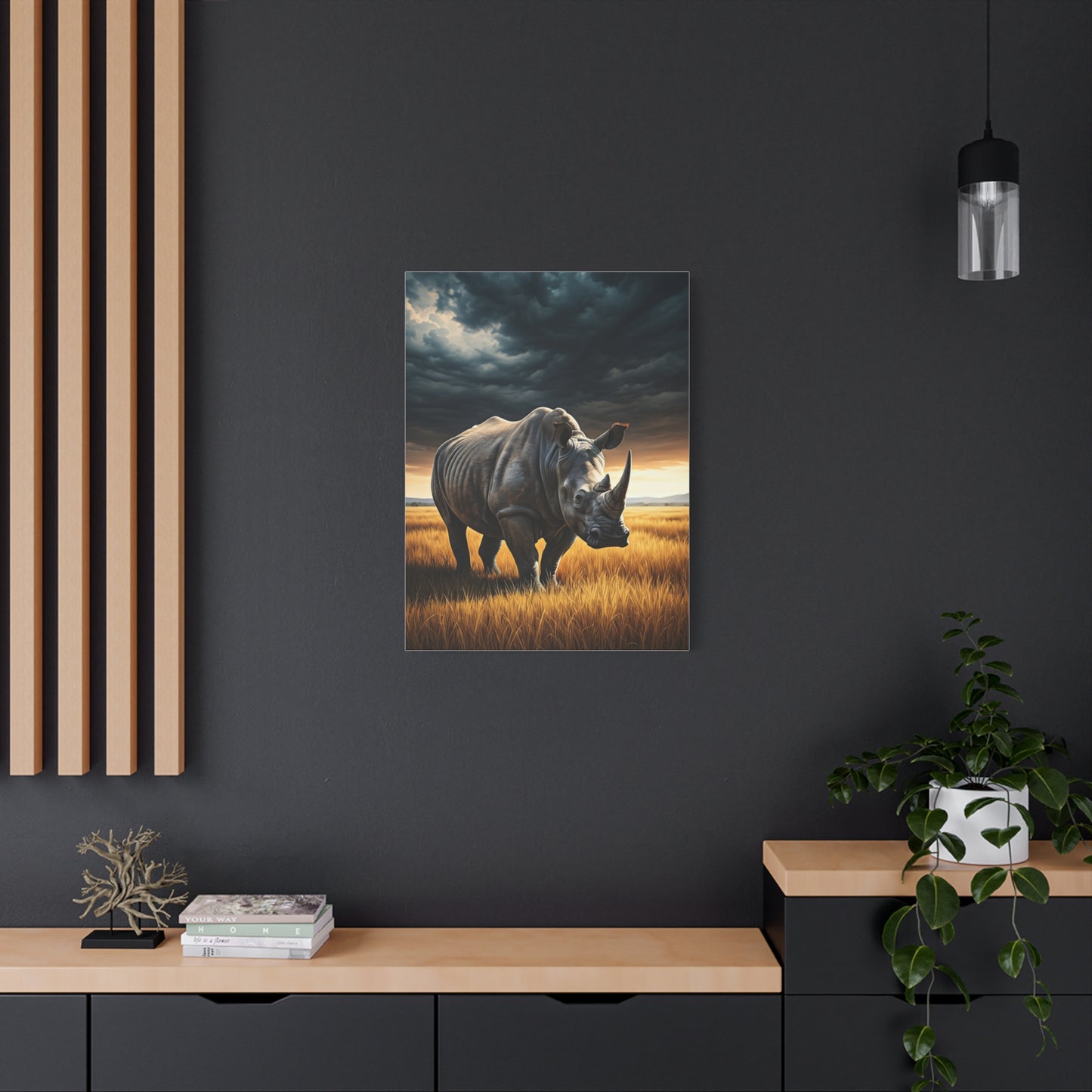 Rhino Guardian Under Stormy Skies Wall Art & Canvas Prints