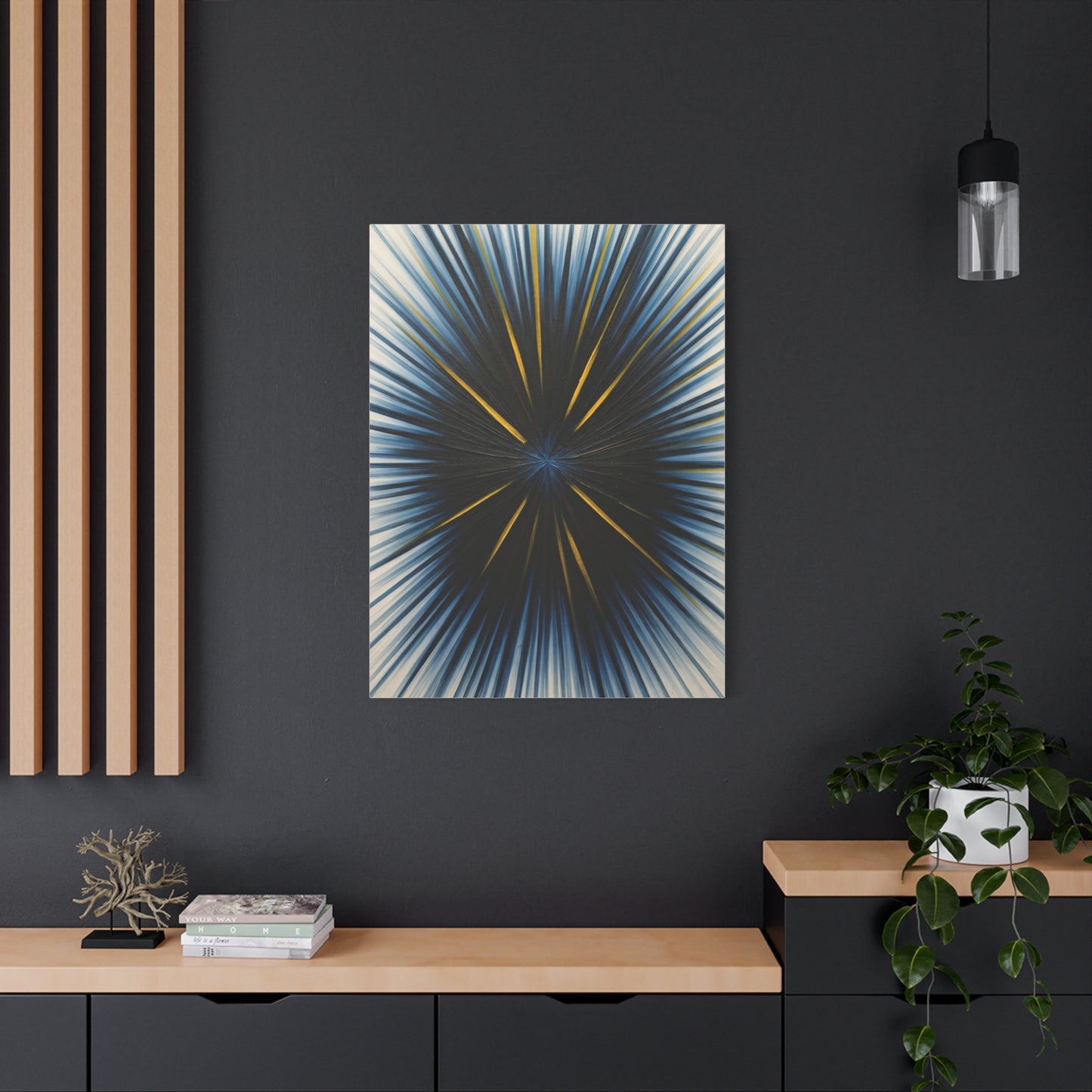 Radiating Blue and Gold Abstract Wall Art & Canvas Prints