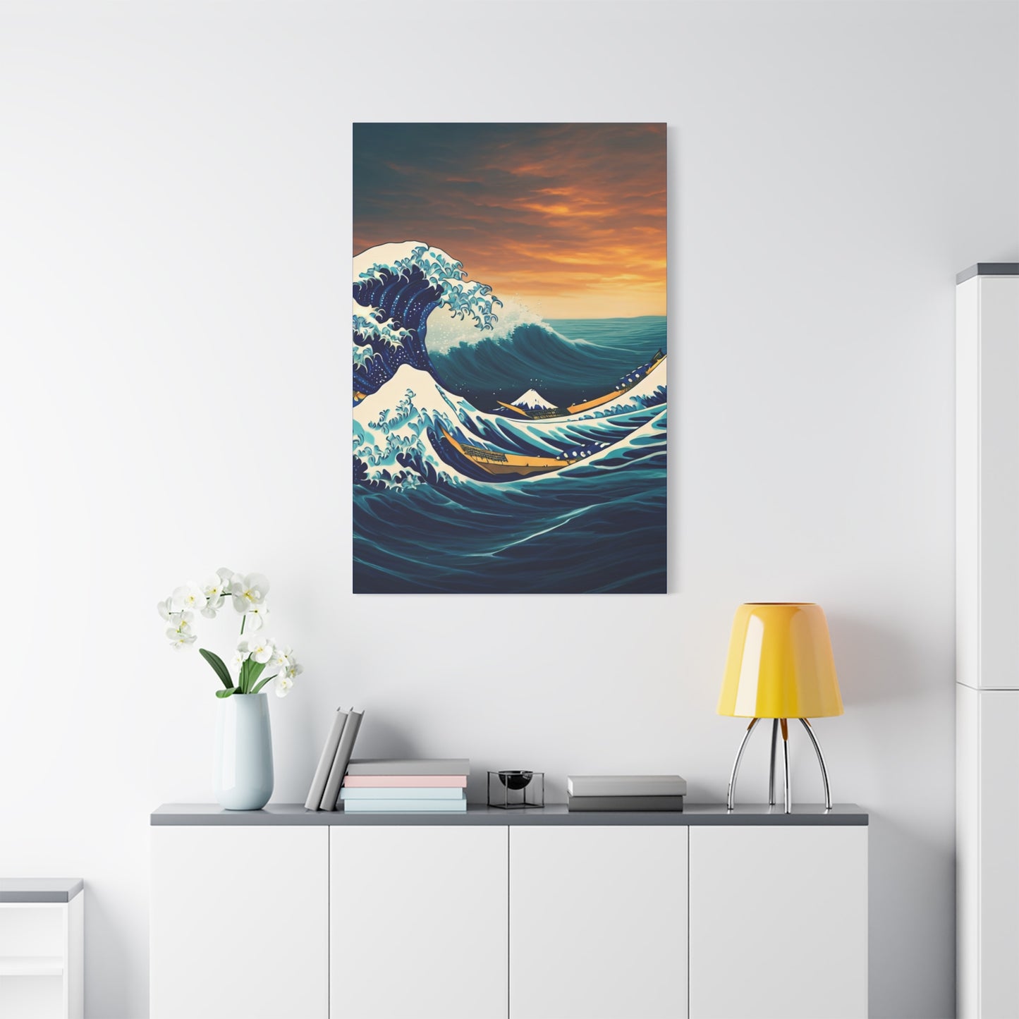 Crimson Horizon Wave Wall Art & Canvas Prints