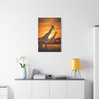 Giraffe Family at Golden Sunset Wall Art & Canvas Prints
