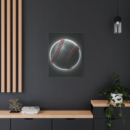 Glowing Baseball Stitch Close-Up Wall Art & Canvas Prints