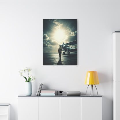 Lone Pilot and Aircraft Reflection Wall Art & Canvas Prints