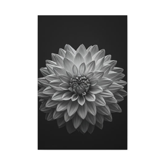 Dahlia Bloom in Shadow Monochrome Wall Art & Canvas Prints