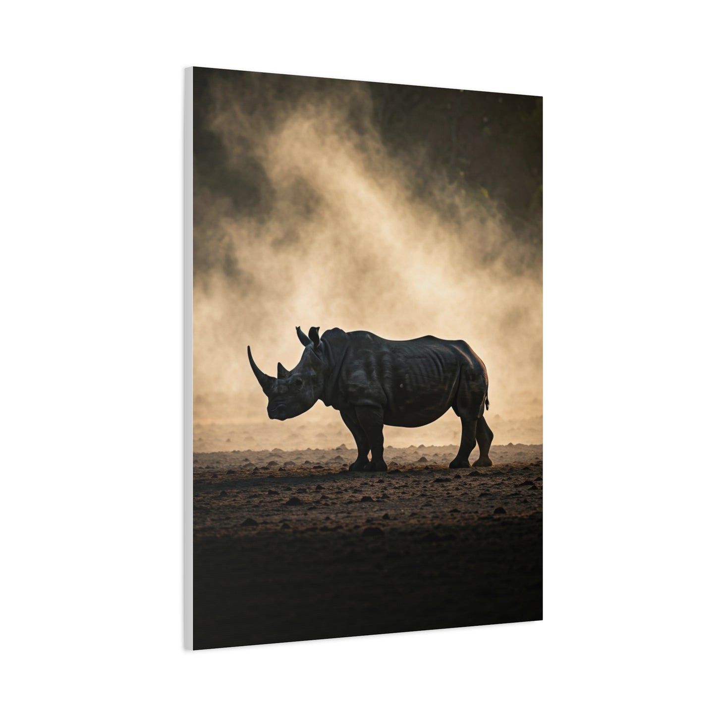 Rhino in Golden Dust Wilderness Wall Art & Canvas Prints