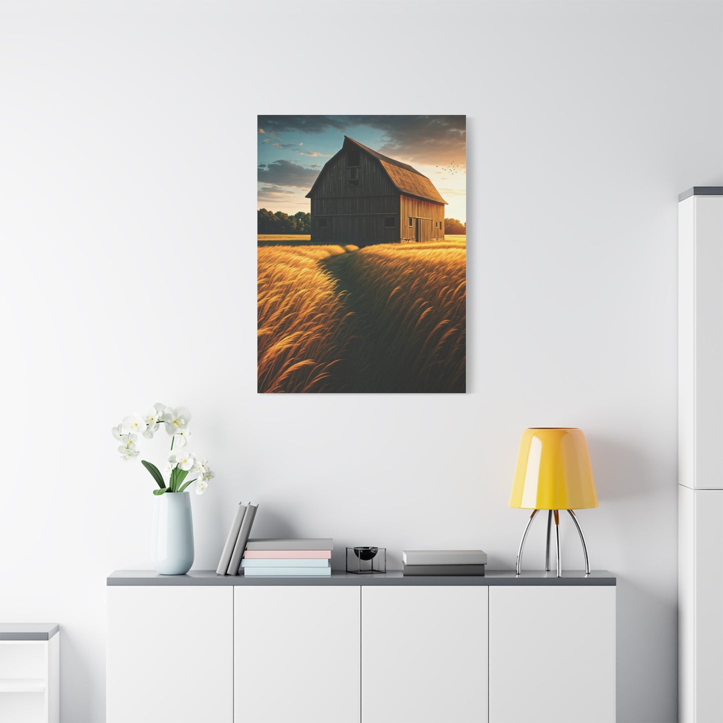 Harvest Field Barn at Sunset Wall Art & Canvas Prints