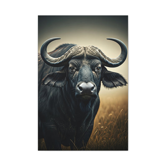 Cinematic Water Buffalo with Soft Golden Prairie Light Wall Art & Canvas Print