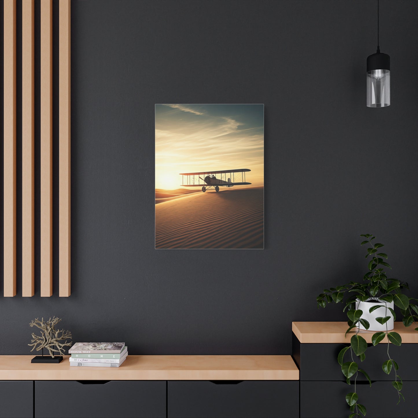 Desert Dawn Biplane Flight Wall Art & Canvas Prints