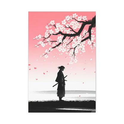Samurai Under Falling Cherry Blossoms Wall Art & Canvas Prints