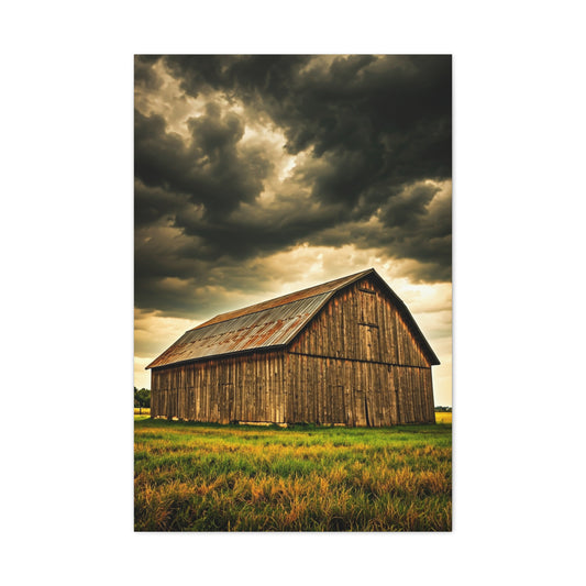 Weathered Barn Under Gathering Storm Wall Art & Canvas Prints