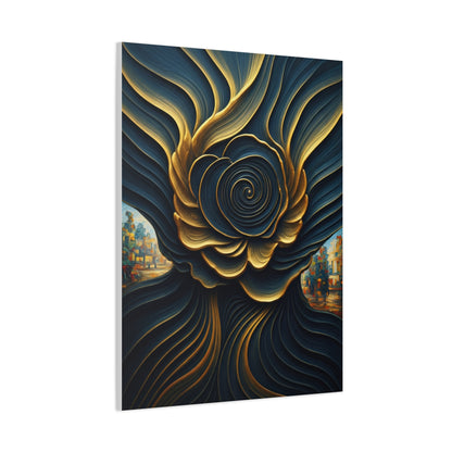 Golden Midnight Spiral Bloom Wall Art & Canvas Prints