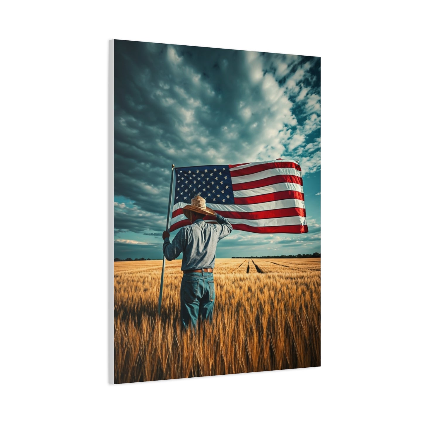 American Flag Over Golden Fields Wall Art & Canvas Prints