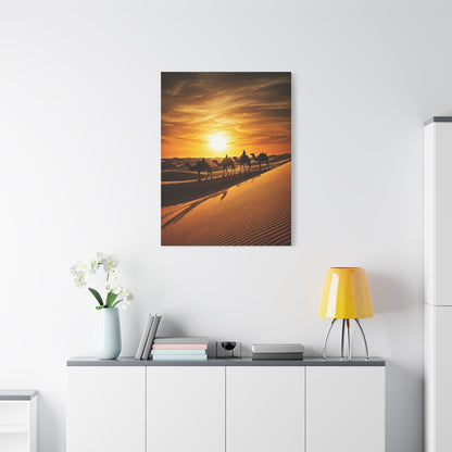 Desert Caravan Sunset Journey Wall Art & Canvas Prints
