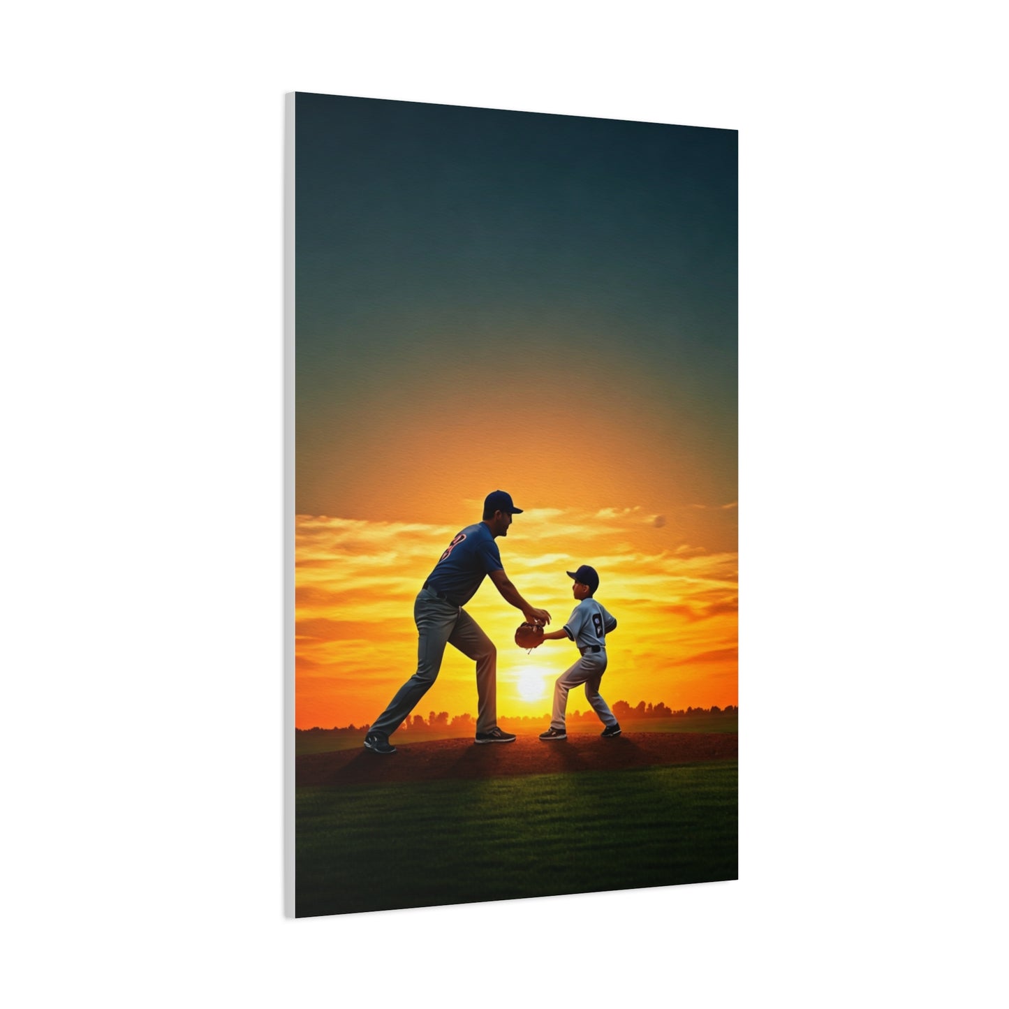 Father and Child Baseball Sunset Moment Wall Art & Canvas Prints