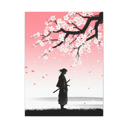Samurai Under Falling Cherry Blossoms Wall Art & Canvas Prints