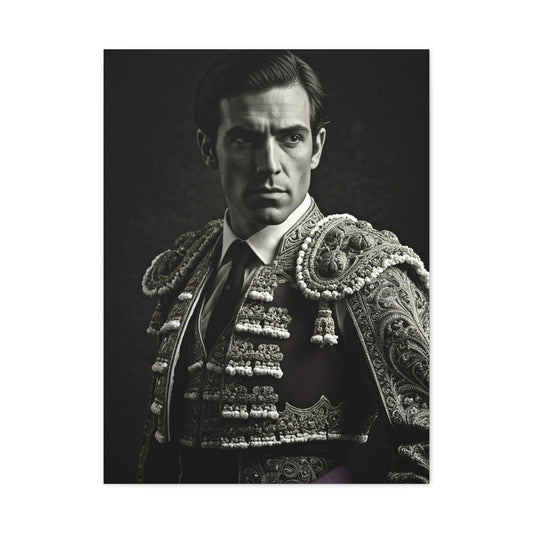 Stoic Warrior in Armor Black & White Wall Art & Canvas Prints