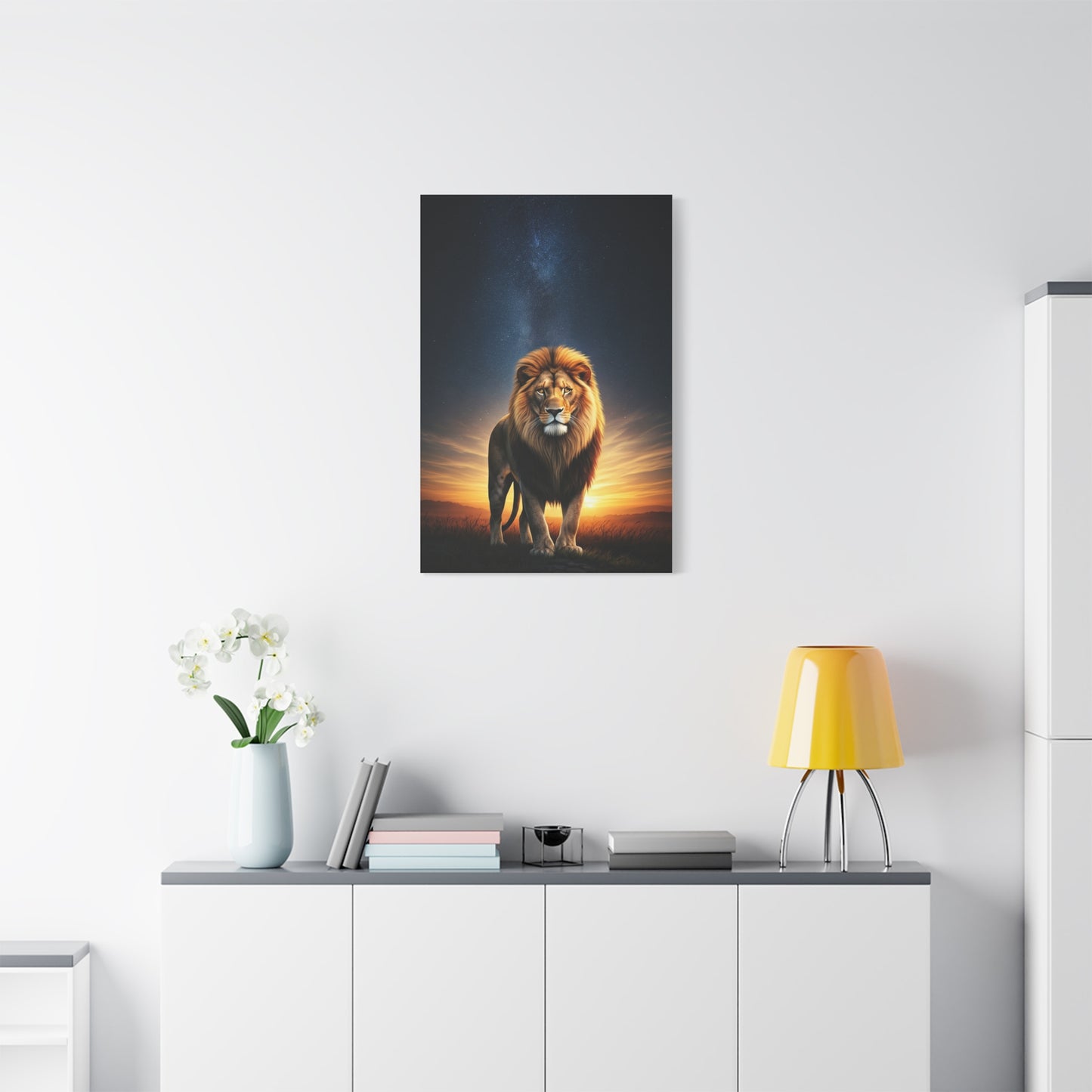 Majestic Lion Under the Evening Sky Wall Art & Canvas Prints
