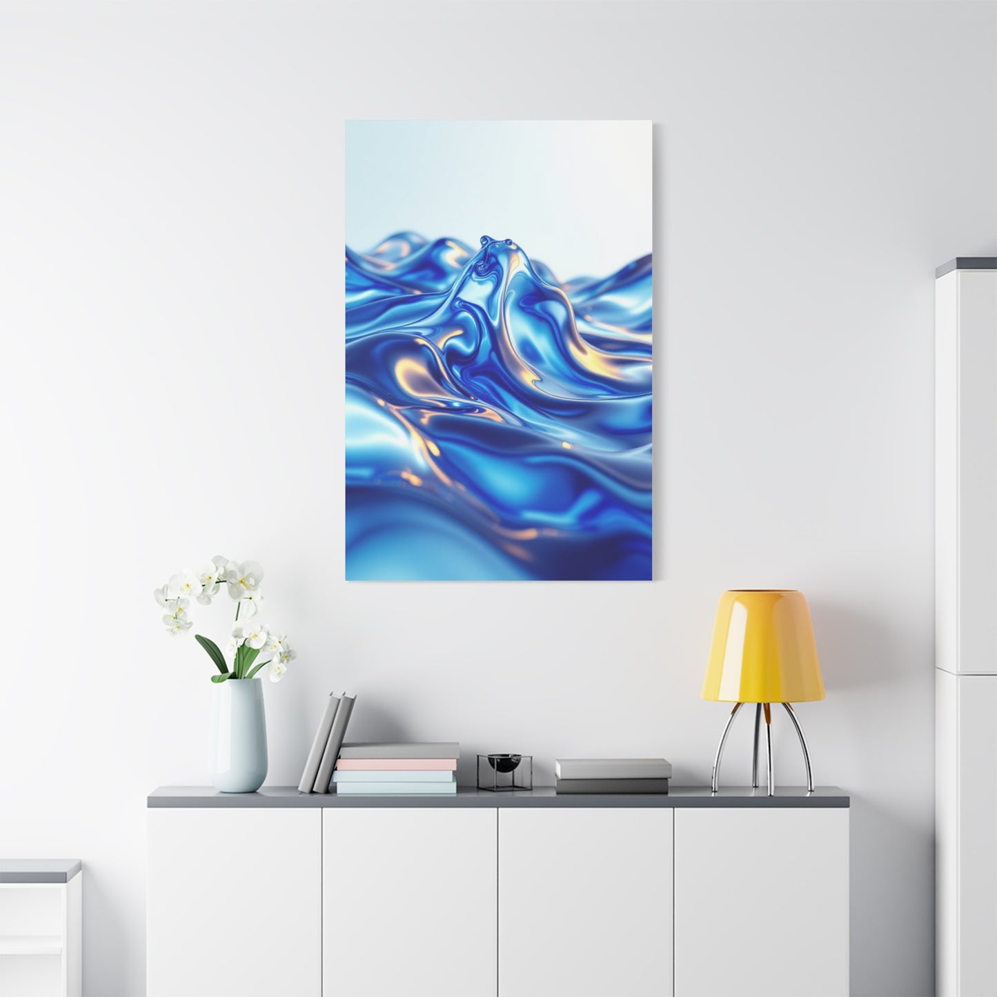 Fluid Blue Silk Waves Wall Art & Canvas Prints