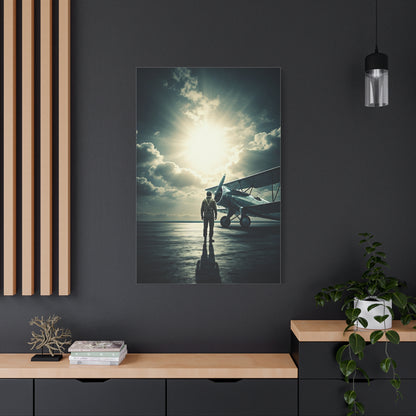Lone Pilot and Aircraft Reflection Wall Art & Canvas Prints