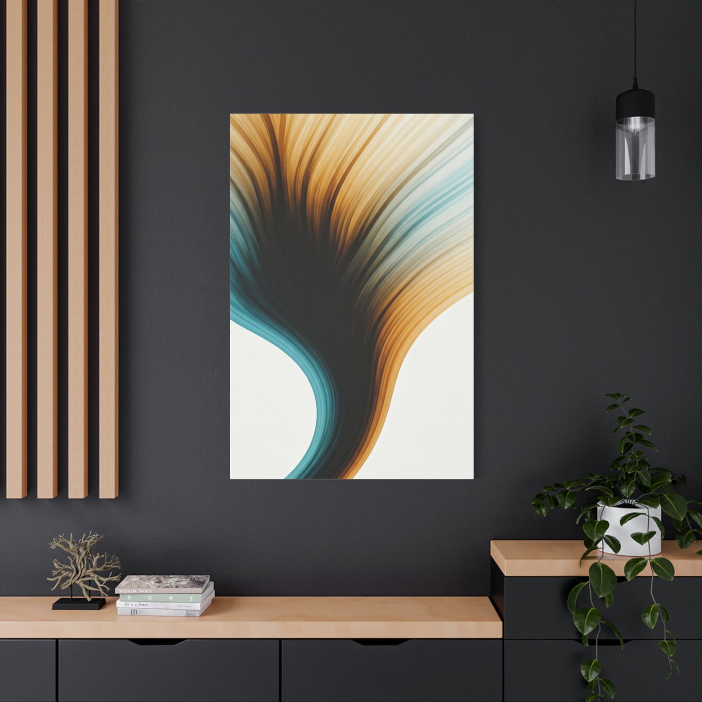 Flowing Gold and Teal Abstract Wall Art & Canvas Prints