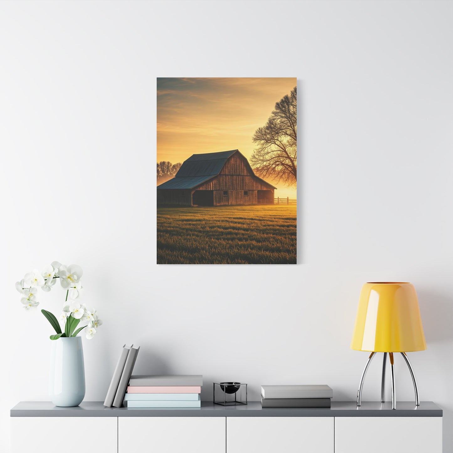 Golden Hour Farmstead Barn Wall Art & Canvas Prints