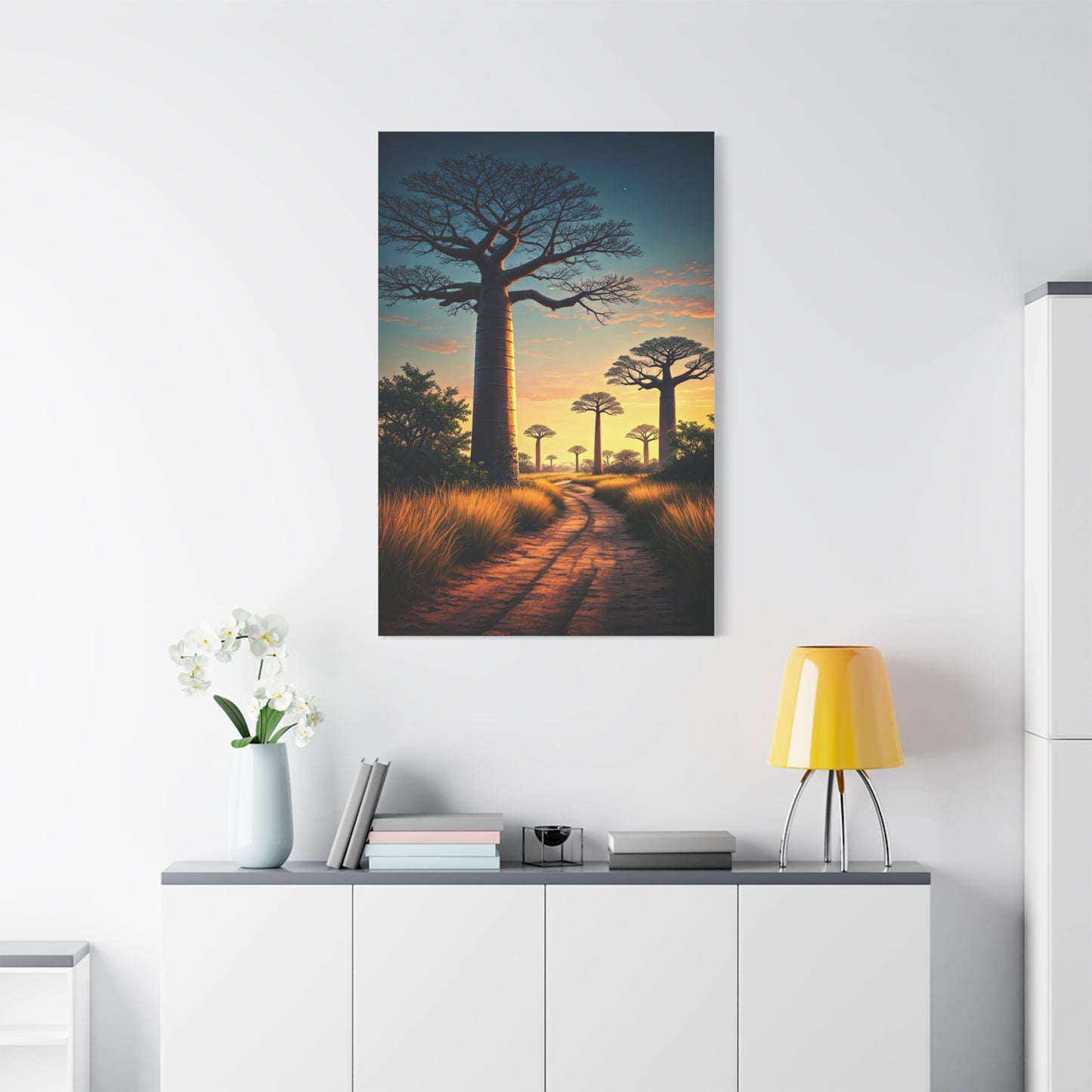 Lone Acacia Under the Cosmic Sky Wall Art & Canvas Prints