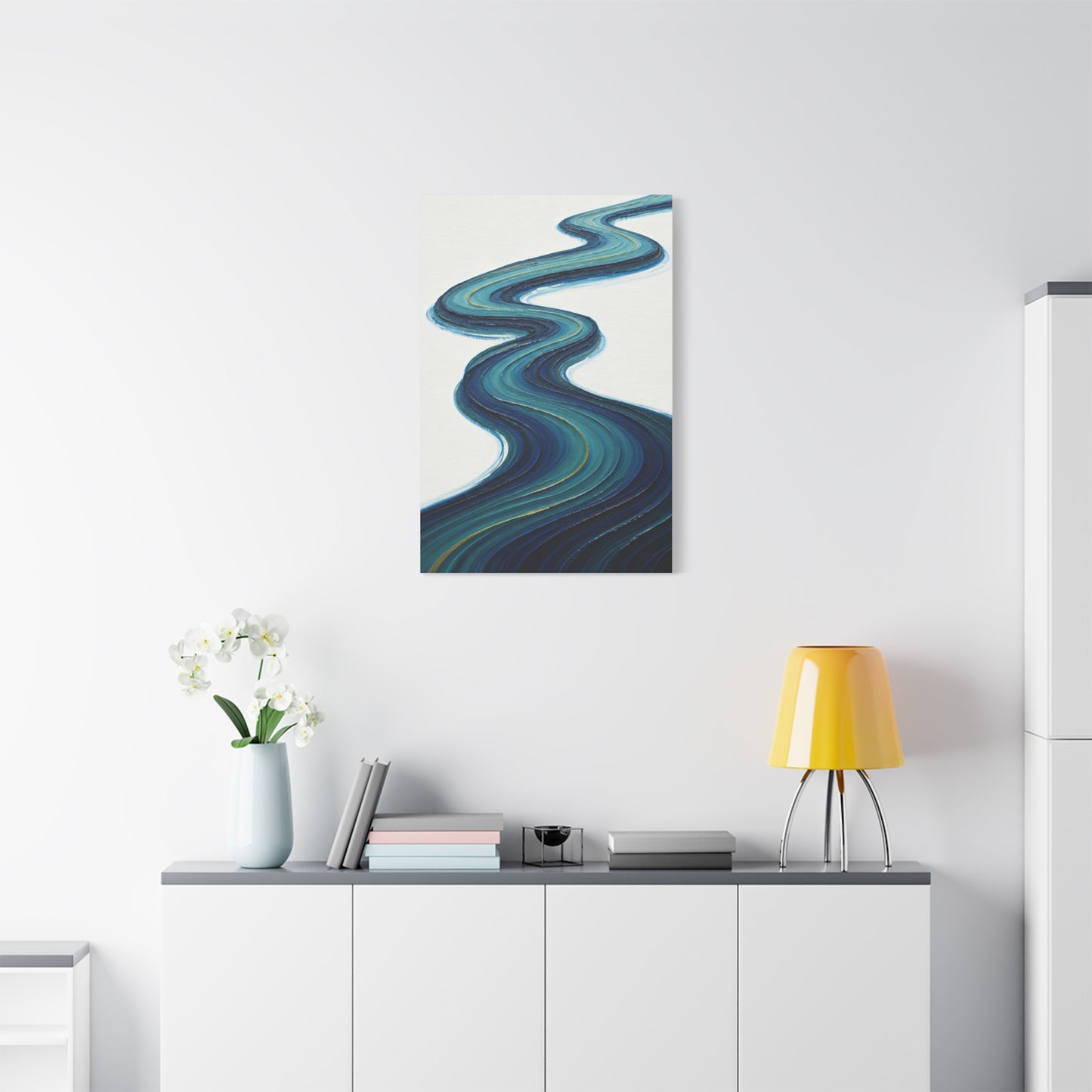 Serene Teal River Abstract Wall Art & Canvas Prints