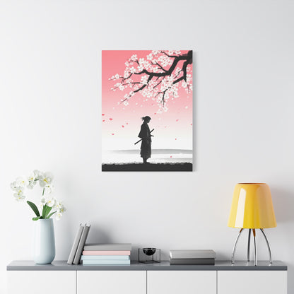 Samurai Under Falling Cherry Blossoms Wall Art & Canvas Prints