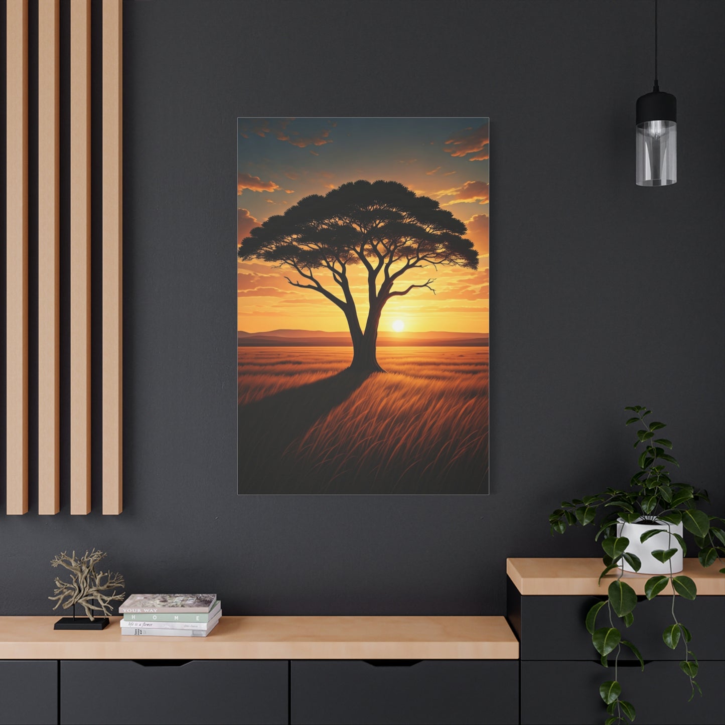 Lone Acacia Tree Sunset Horizon Wall Art & Canvas Prints