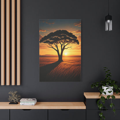 Lone Acacia Tree Sunset Horizon Wall Art & Canvas Prints