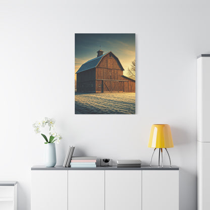 Frosted Dawn Wooden Barn Wall Art & Canvas Prints