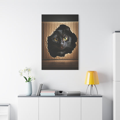 Curious Black Cat Peek Wall Art & Canvas Prints