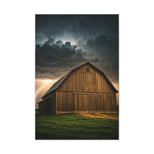 Stormlit Barn in the Open Fields Wall Art & Canvas Prints