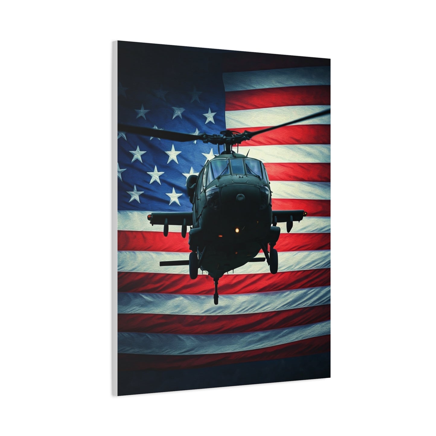 Helicopter Over American Flag Tribute Wall Art & Canvas Prints