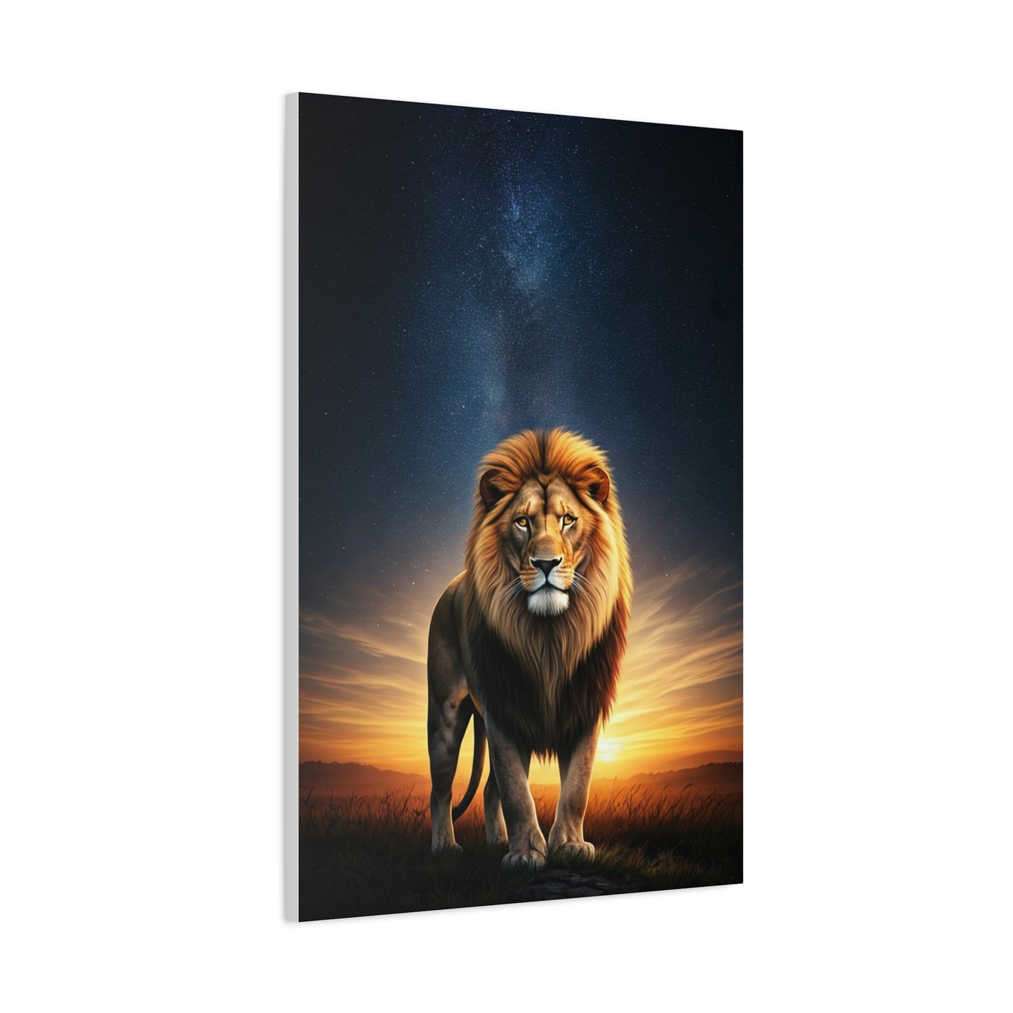 Majestic Lion Under the Evening Sky Wall Art & Canvas Prints