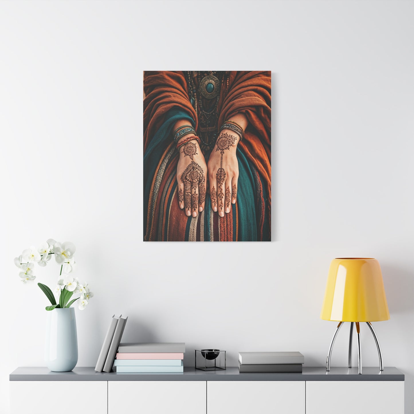Henna Adorned Hands Bohemian Ritual Wall Art & Canvas Prints