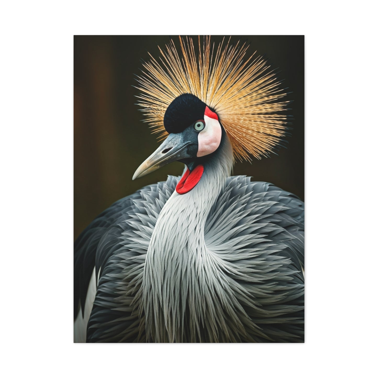 Regal Crowned Crane Portrait Wall Art & Canvas Prints