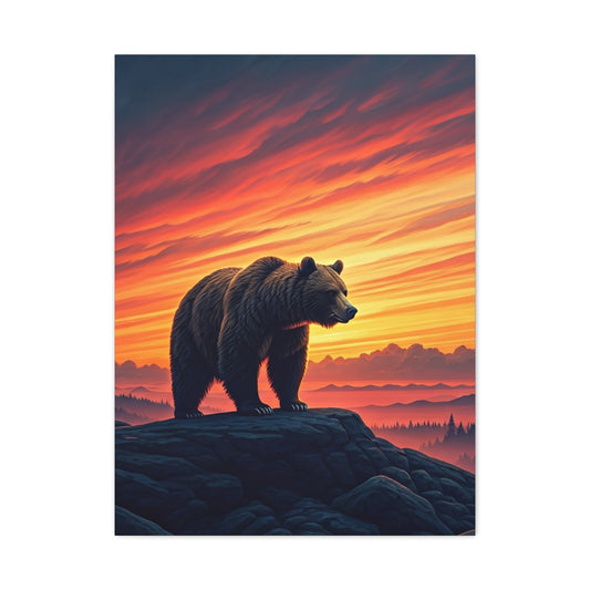 Sunset Summit Bear Silhouette Wall Art & Canvas Prints
