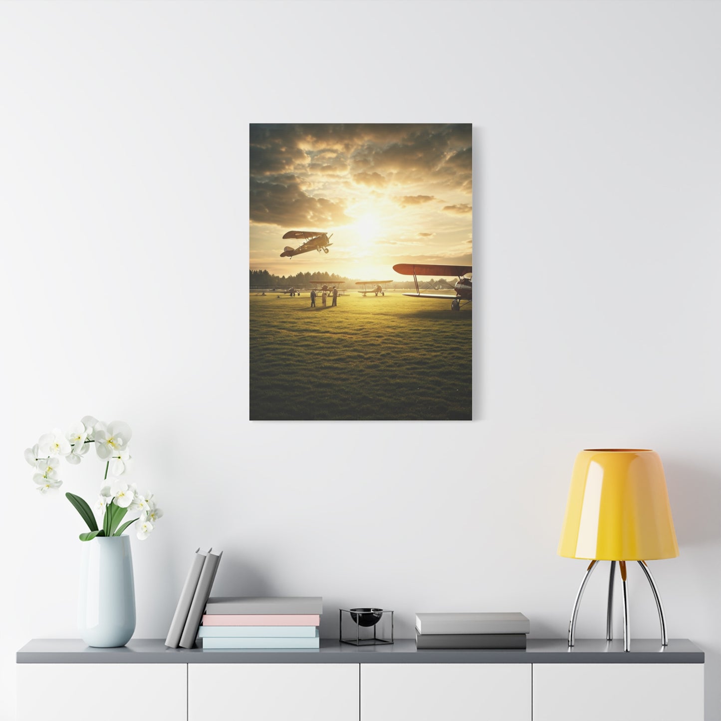 Golden Airfield Takeoff Moment Wall Art & Canvas Prints
