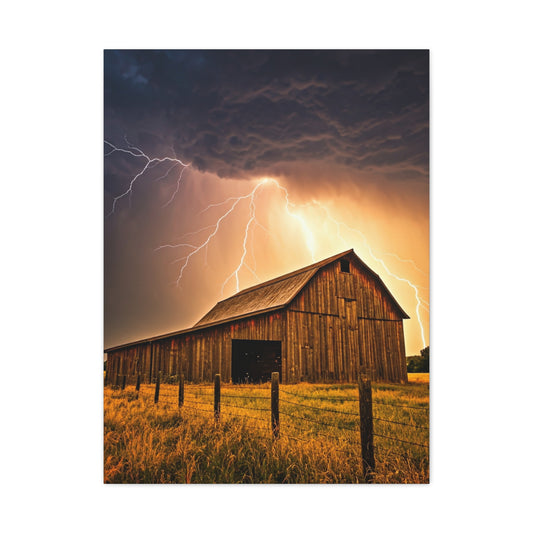 Lightning Over the Old Farm Barn Wall Art & Canvas Prints