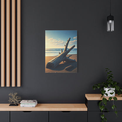 Driftwood Sculpture on Golden Beach Wall Art & Canvas Prints